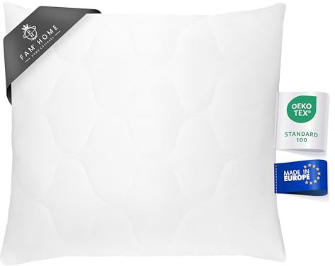 FAM Home Kopfkissen 80x80, Kissen, Schlafkissen. Waschbar, Atmungsaktiv | Hypoallergen & antibakteriell: Atmungsaktive Mikrofaser reguliert Feuchtigkeit und bietet optimale Stütze für Kopf & Nacken