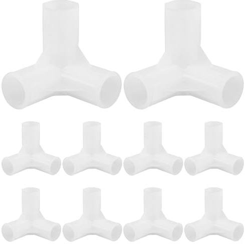 Veemoon 10 pezzi di giunto a 3 vie per armadio e mobiletto, raccordi angolari in plastica per mobili, parti di accoppiamento, diametro interno 13 mm
