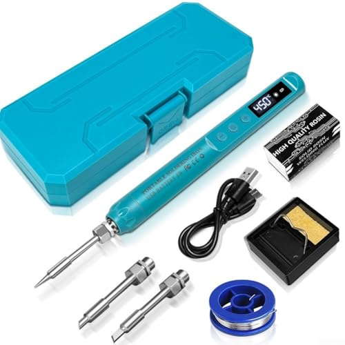 Digital USB C Soldering Iron Kit with Cordless , Adjustable Temperature and Auto Shutoff for Electronics Repair, Crafts, and Small Component Fixes (D)