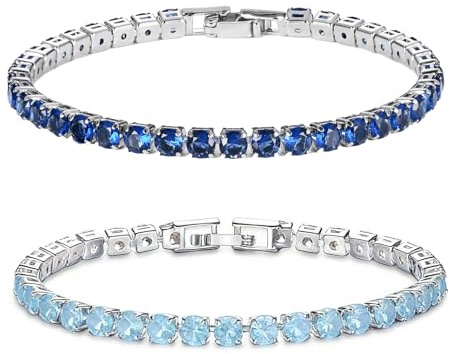 Pummny 2 st tennisarmband för kvinnor, 4 mm zirkon unisex tennisarmband, delikat damarmband i zirkonia, armband smycken för kvinnor mödrar systrar vänner, Talla única, Koppar, Cubic Zirconia