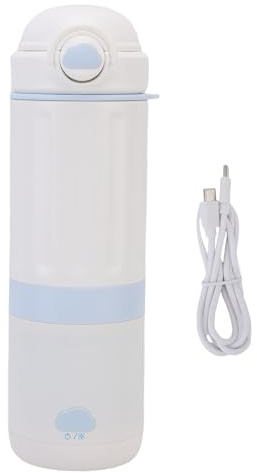 YDuupxe Bollitore Elettrico da Viaggio, Acciaio Inossidabile da 500 Ml 3 Opzioni di Alimentazione Bottiglia D'acqua da Viaggio Portatile con Cavo USB per Gite Quotidiane in Auto Latte