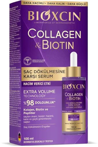 BIOXCIN Sérum para el cabello contra la caída del cabello, colágeno y biotina para cabello fino y fino, más volumen y estructura del cabello más fuerte, con BioComplex B11, cuidado del cuero cabelludo