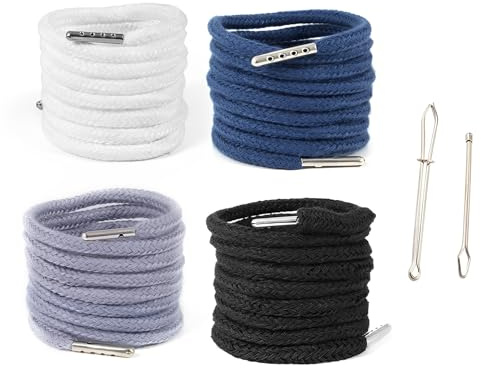 JYXNU 4 PCS Cordón para pantalones de chándal y sudaderas, 130 cm cordón para sudadera, soga con 2 enhebradores, reemplazo para cintura, sudaderas con capucha, poliéster con extremos metálicos