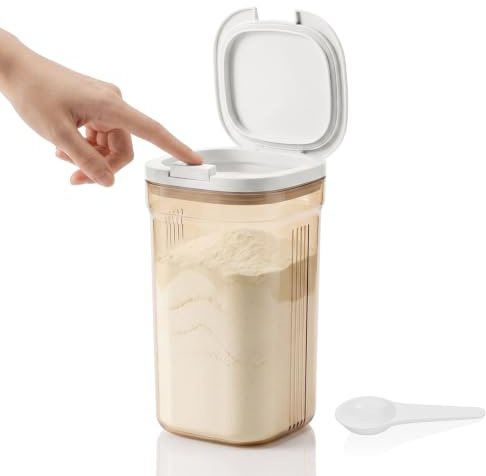 Yimomoyi Caja para guardar leche en polvo de 2000 ml con cuchara, caja para guardar proteína en polvo