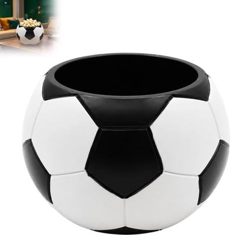 Generisch Fußball-Snackschale, 15cm Sportliche Servierschüssel für Chips und Süßigkeiten, multifunktionales Tischgeschirr, dekorativer Übertopf für den Innenbereich (Weiß)