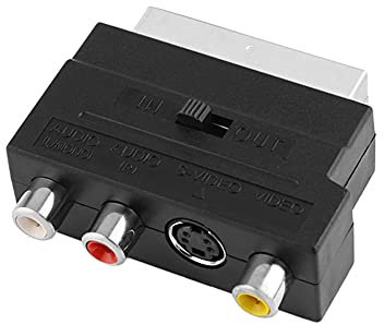 Aukson Q27 SCART auf 3X Cinch + S-Video Adapter mit In/Out Umschalter – RGB SCART Stecker auf 3X RCA/Cinch Buchse & S-Video Buchse – Hochwertiger AV Audio Video Adapter