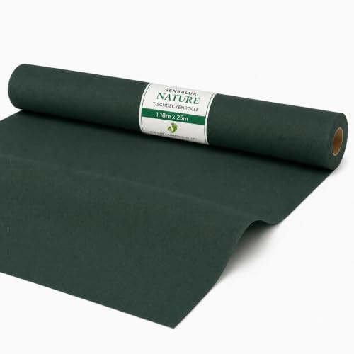 Sensalux Nature Vlies Tischdeckenrolle 1,18 x 25m, Blattgrün | CO2-neutral, stoffähnliche Meterware, Tischdeko für Hochzeit Geburtstag Party Event Catering