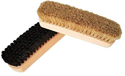 Invero 2 Piece Traditional Boot Shoe Brush Polish Buffing Buff Leather Cleaning Set with Traditional Wooden Handles