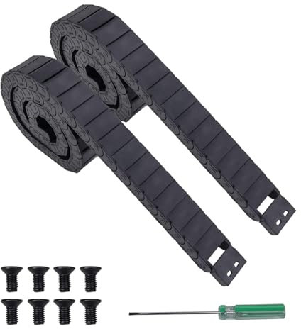 2PCs Drag Chain, 15 x 30mm Cable Carrier Plastic Flexible Open Type, Wire Carrier Cable with End Connectors, Screwdriver, Screws for 3D Printers, CNC Engravers, Woodworking Engraver, Milling Machine