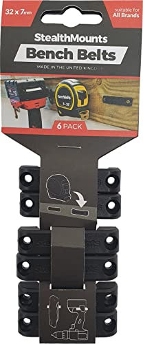 StealthMounts Bench Belt - Universal Tool Holder | Tool Holster Set - 6 Pack | Perfect Tool Hanger Storage Dock for Power Tools, Tape Measures and Belt Clips