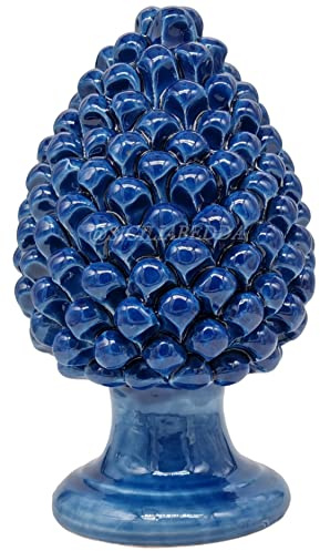 sicilia bedda - Pigna Siciliana Ceramica di Caltagirone - Altezza 25 Centimetri Realizzata interamente a Mano (Blu Antico)