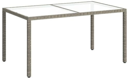 vidaXL Gartentisch Beistelltisch Gartenmöbel Bistrotisch Garten Esstisch Tisch Balkontisch Terrassenmöbel 150x90x75cm Hartglas Poly Rattan Grau