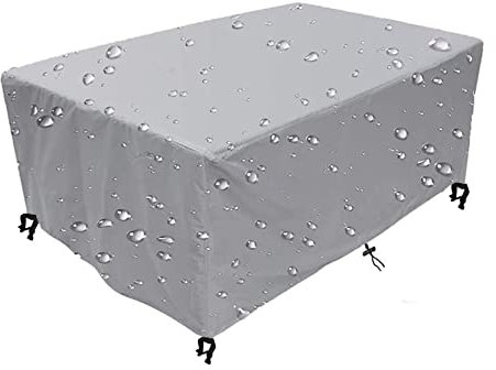 Abdeckung für Gartenmöbel 200x100x90cm Große Rechteckige Garden Furniture Cover Wasserdicht Winddicht UV-Beständiges Regenfest Schwerlast 420D Oxford Gewebe Silber-Grau Abdeckhaube Schutzhülle