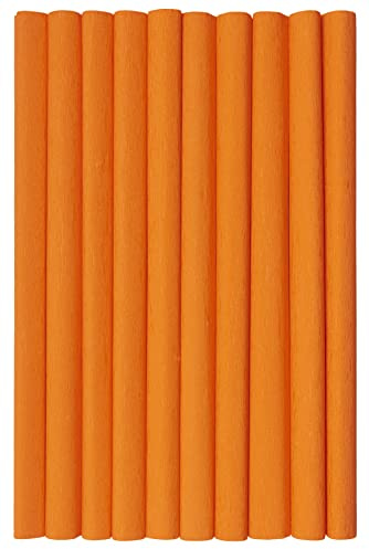 Krepppapier 50x200 cm Crepepapier für Handwerke, Kräuselpapier zur Dekoration, Schulpapier, Rollenpapier Elastizität, nicht abfärbende Farben, dunkel orange 10er Pack