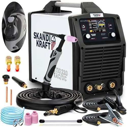 SKANDI KRAFT® iTech TIG 220 AC DC Poste à souder Inventaire HF - TIG AC/DC, LIFT - TIG AC/DC, MMA 230V 200A Poste à souder inverter, Machine à Souder électrique