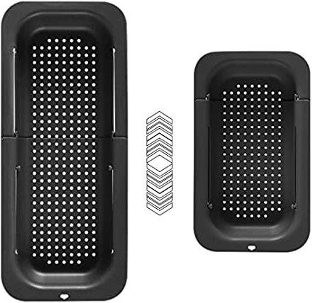 Passoire de cuisine à évier, Passoire Pliable et Réglable, Egouttoir de Cuisine, Vaisselle, Légumes, Fuits, Essentiels de Cuisine, Support de Séchage pour évacuer L’eau (Noir)