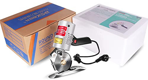LeTkingok 220V Elektrische Rundmesser Schneidemaschine, Leder Stoff Papier Handheld Stoff Elektrische Schere Klingendurchmesser 90MM