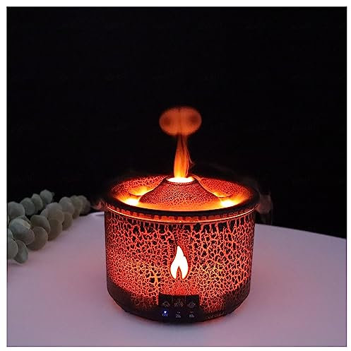Humificador De Aromas Volcán, Humidificador Aceites Esenciales 2 Colores con Efecto Llama,Control Remoto, Volcán Vaporizador para Dormitorio,Oficina,SPA,Yoga,B
