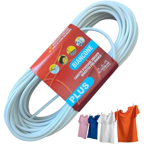parpyon® Filo per stendere il bucato da esterno 10MT x d.4,5mm PLUS Resistente filo stendibiancheria per esterno Made in Italy Cavetto in Acciaio rivestito