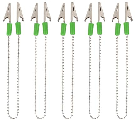 5 Stück Serviettenhalter Lätzchen Clips für Zahnarzt, Korn Kette Serviette Clips Handtuch Schürze Lätzchen Metall Serviette Clip Kette, Serviettenhalter Mit Flexibler Stahlkugelkette(Grün)