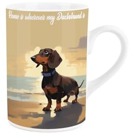 Taza de perro salchicha – Cute Dog Home is Wherever My Dachshund is – Taza de regalo/regalo para los amantes de las mascotas (CHW11956-1)