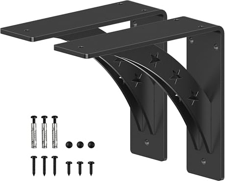 Picesa Heavy Duty Shelf Brackets, Max Load 900 LBS, Premium Alloy Metal, Matte Black, 9 inch x 8 inch, Set of 2