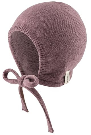 Sterntaler Strickmütze Lambswool - Mädchen Strickmütze mit Bindeband und Ohrenklappen - Baby Häubchen aus weicher Lammwolle - Wintermütze- pastellviolett, 45