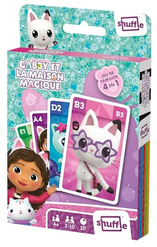 Shuffle Gabby und das Zauberhaus – 4 Spiele in 1-7 Familien, Paaren, Action und Schlachten – Kartenspiel für Kinder & Familie – ab 4 Jahren
