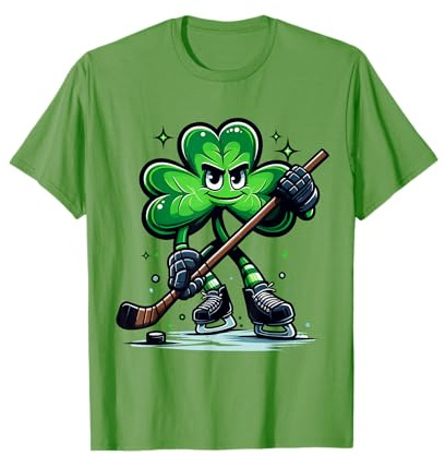 Hockey Lovers Players St Patricks Day Shamrock Men Women Boy T-Shirt