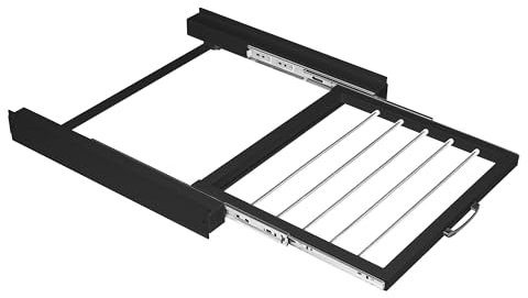 Vonia Kit de Superposition Lave-Linge et Sèche-Linge – Universel et Extensible – 54x60x7,5 cm – Support de Rangement avec Plateau Coulissant – Noir