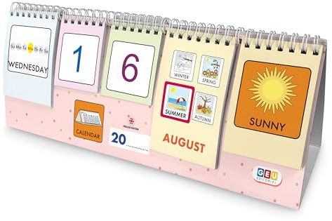 Montessori-kalender för barn, veckokalender för barn, pedagogisk kalender för barn med Editorial GEU piktogram (engelska)