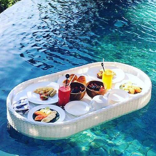 Bandeja Flotante For Piscina, Flotadores For Piscinas For Adultos, Spas, Fiestas En La Piscina, Bandeja Flotante Tejida Ovalada For Servir Bebidas En La Piscina, Brunch Flotante, Comida En El Agua