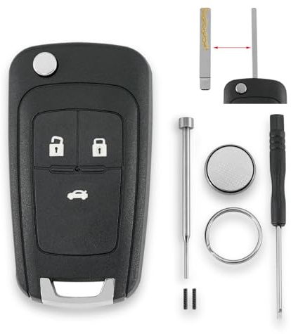 3 Tasten Auto Schlüsselgehäuse Für Opel Vauxhall Astra J Insignia Zafira C Mokka Cascade mit Batterie CR2032 und Pin-Entfernungswerkzeug Schraubendreher Schlüsselring