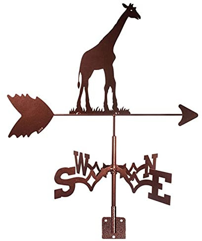 RKYRRKI Girouette en métal en Acier Inoxydable, décoration de Girafe, girouette de Jardin Moderne en Fer, indicateur de Direction du Vent pour Toit de Jardin extérieur