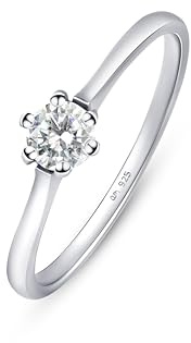 Amberta Verlobungsringe Sterling 925 mit Zirkonia | Damen Silber Ewigkeits- & Solitärring: Ersatz Eheringe Ringgrösse 58.9