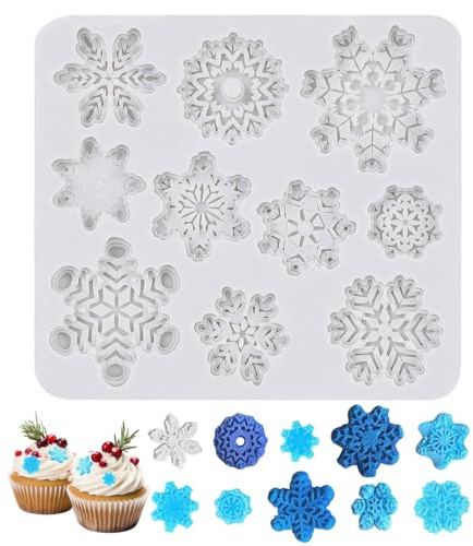 BESPORTBLE Snowflake Chocolate Mould, Silicone Snowflakes Mold 3D Snowflake Silicone Moulds Wax Melt Moulds for Christmas Holiday Desserts and DIY Crafts (Random Color)
