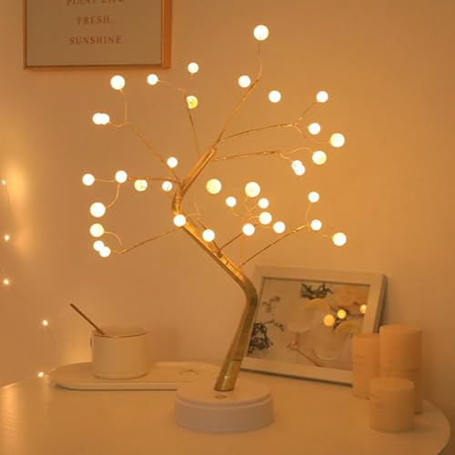 Árbol luminoso LED Luz Árbol de Ambiente Decoración de Dormitorio Interior para Salón, Año Nuevo, Navidad Blanco Cálido