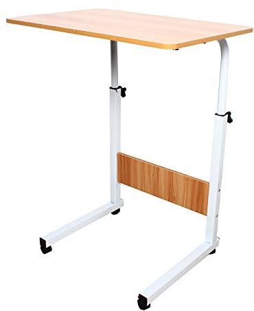 Tyvotrend Stehtisch mit Rollen, Laptoptisch Höhenverstellbar 70-90cm Computertisch Mobiler Beistelltisch, Laptopständer Sofatisch Nachttisch für Schlafzimmer, Wohnzimmer, Büro, 40 x 60 cm