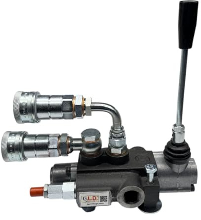 Distributore oleodinamico per trattore 1 leva doppio effetto 3/8 45 Litri 300 bar completo di innesti rapidi, adattatore a 90 gradi e viti di fissaggio