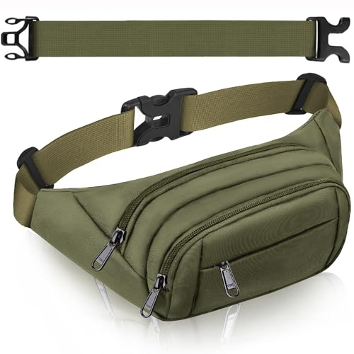 SUPHOSMT 4 Taschen Bauchtasche mit 35 cm verlängertem Gürte Große Kapazität | Wasserdichte Hüfttasche für Frauen Männer,Verstellbare Hüftgurt Gürteltasche für iPad Mini,iPhone Pro Max