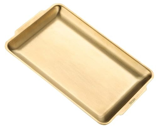 DECHOUS Assiette à Sushi En Acier Inoxydable 304 Rectangle 22x14cm Couleur Dorée Résistante Chaleur Pour Barbecue Et Sushi Repas En Extérieur