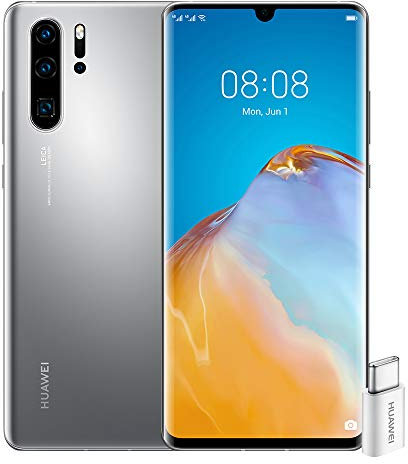 HUAWEI P30 Pro Smartphone débloqué 4G + Adapt Type C, 6,47 pouces, 8/256 Go, Double Nano SIM, EMUI 10.1, Silver Frost [Version Française] (Reconditionné)