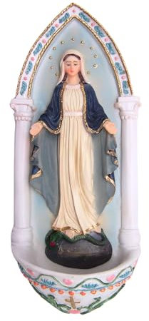 Our Lady of Grace Holy Water Font, Religious Decor, 9.25 Inches