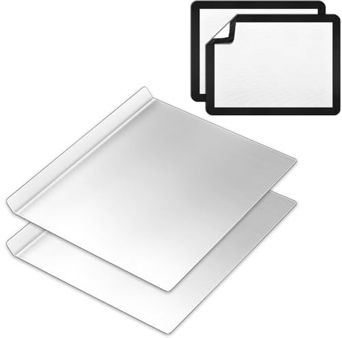 Ziliny 2 Pcs Pure Aluminum 16 x 13 Inch Baking Sheets with 2 Silicone Mats