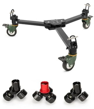 PROAIM Agile Heavy-Duty Floor/Track Studio Dolly. for Single Spiked & Double Spiked Tripods. Robust Construction, 360° Rotating Wheels. Offers Smooth & Flawless Shots (DL-AGLE-01)