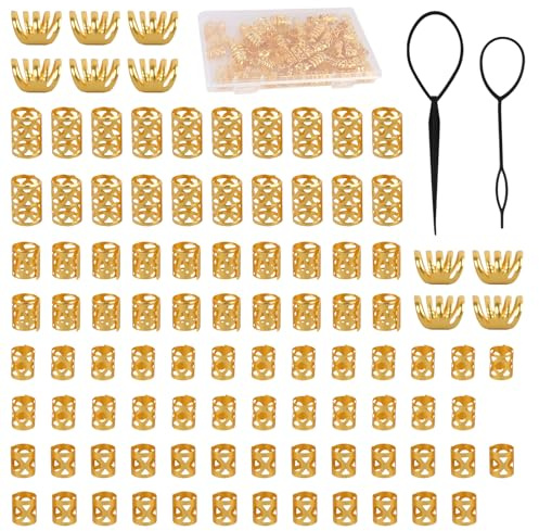 Annlpoy Dreadlocks Perlen, Metall, Zopfschmuck, Haarschmuck, Haarband, Perlen und Spiralen für Zöpfe, Haar-Accessoires, Wikinger für Männer und Frauen, 72 Stück