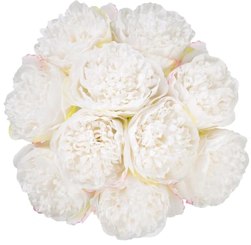 SHACOS 20 Stück Kunstblumen Künstliche Blumen Deko Pfingstrosen Künstlich Blumenstrauß Kunstblumenstrauß für Hochzeit Party Büro Geburtstag Küche Dekor, Weiß