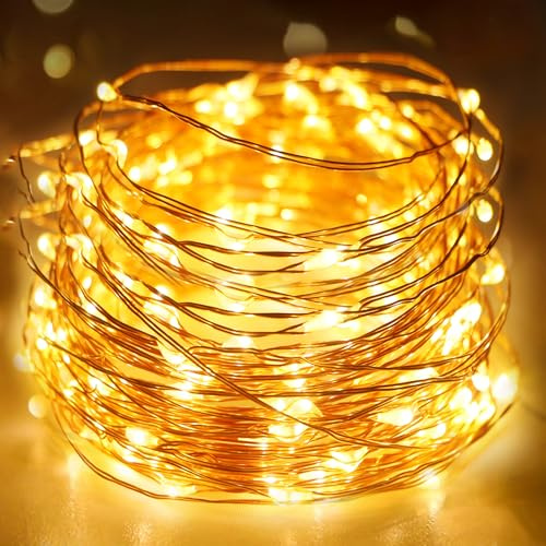 litogo Lichterkette Batterie Timer, 5M 50 LED Lichterkette Innen Wasserdicht Kupferdraht Fairy Lights, Lichterketten Batteriebetrieben (3AA Batterie) für Party Weihnachten Hochzeit Deko, Warmweiß