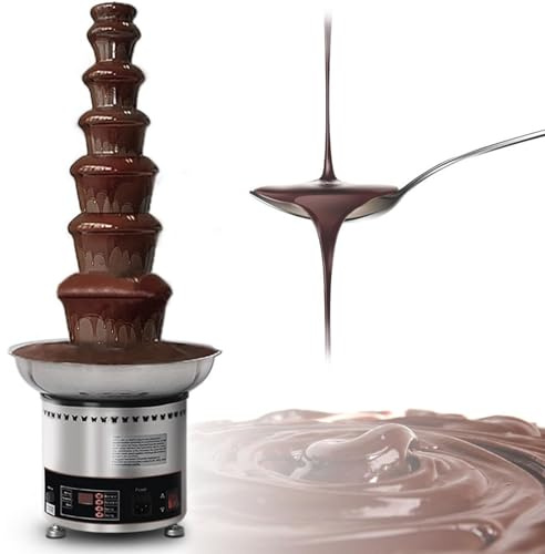 Commercial Chocolate Fondue Fountain, Stainless Steel Electric Waterfall Machine with Sauce Heater, Ideal for Candy, Butter, Cheese, and BBQ Sauce