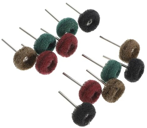Lurrose 12pcs Scouring Pad Grinding Heads Heavy Duty Buffing Wheels for Drill Buffer Attachment Scuff Pad